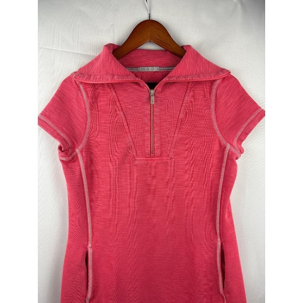 Tommy Bahama Womens S Pink Half-Zip Short Sleeve Tunic Dress